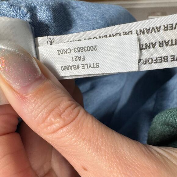 J. Crew Chambray Top Women S Blue Puff Sleeve Denim Blouse Prairie Cottage Core - Picture 7 of 9